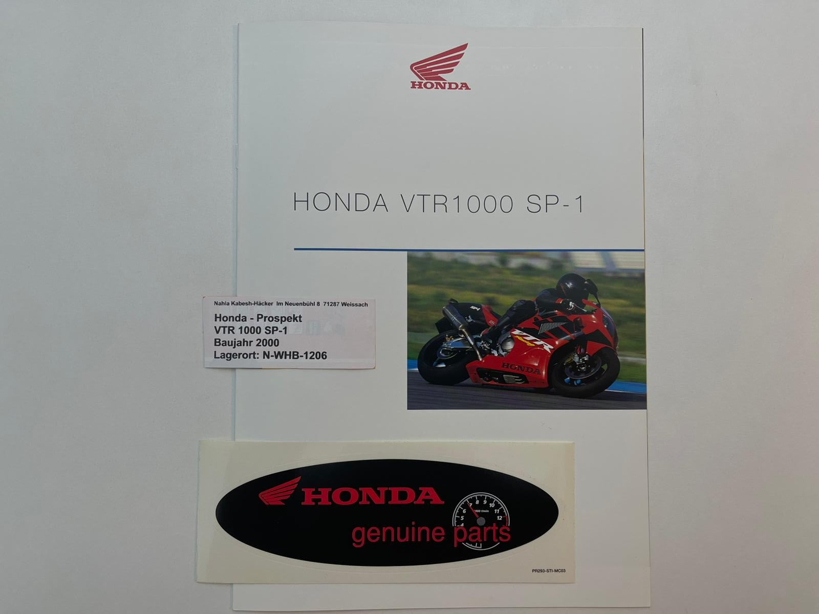 Prospekt Honda VTR1000 SP1 Bj. 2000 + Aufkleber