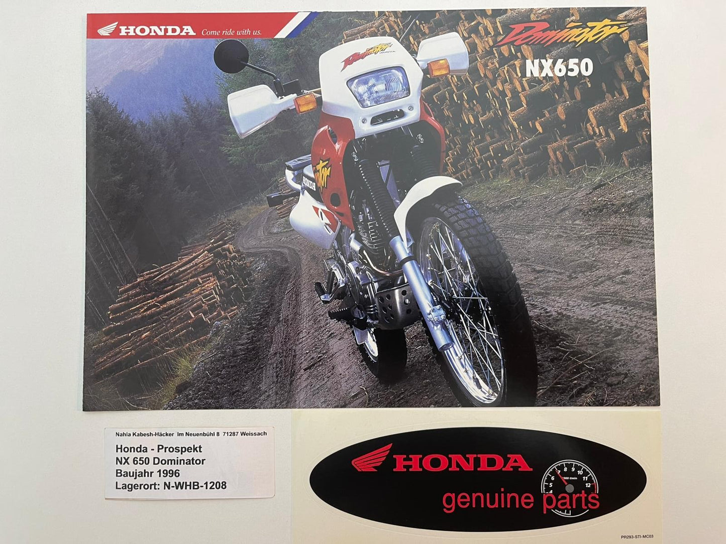 Prospekt Honda NX650 Dominator Bj. 1996 + Aufkleber