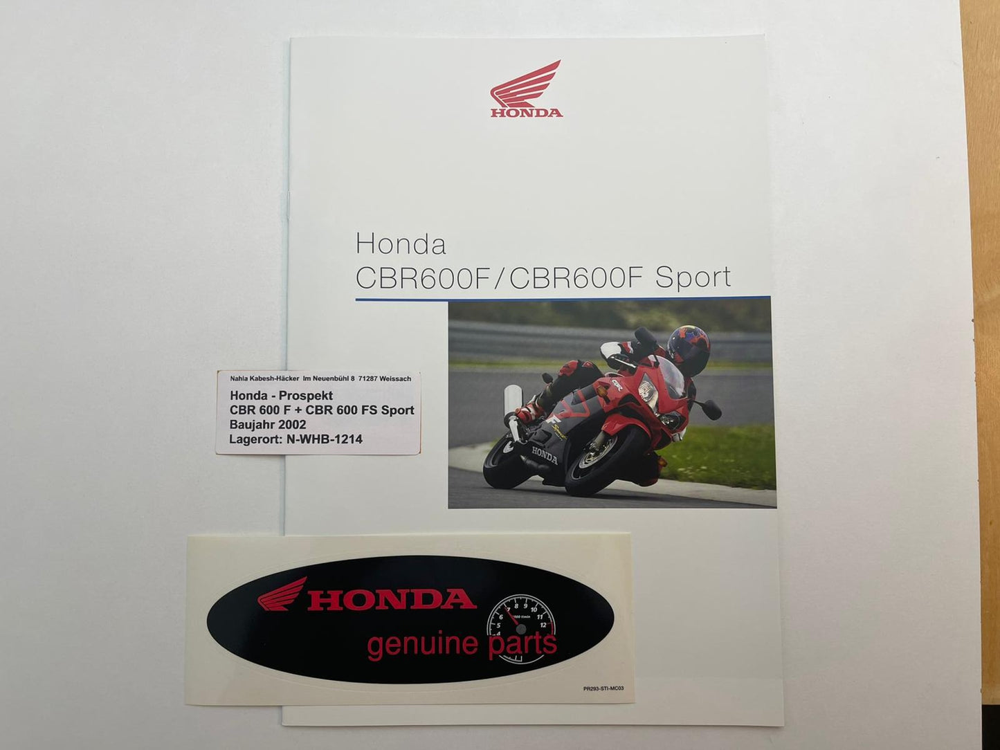 Prospekt Honda CBR600F CBR 600 F Sport Bj. 2002 + Aufkleber