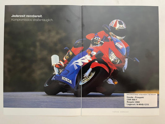 Prospekt Honda CBR600F CBR 600 F Bj. 2000 + Aufkleber