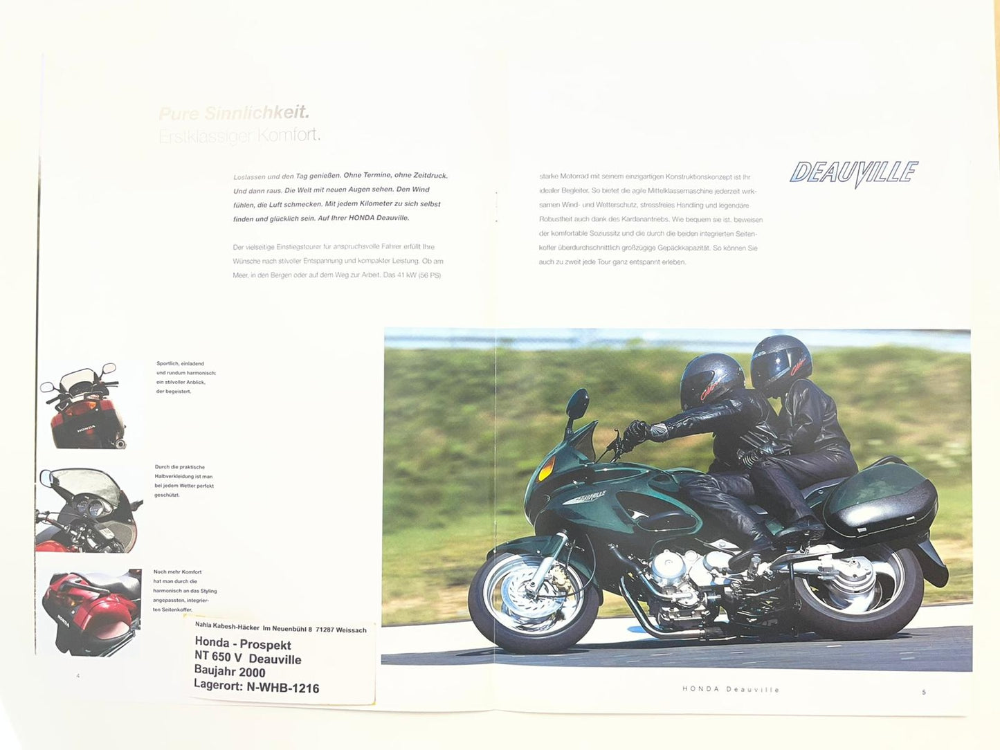 Prospekt Honda NT650V Deauville Bj. 2001 + Aufkleber
