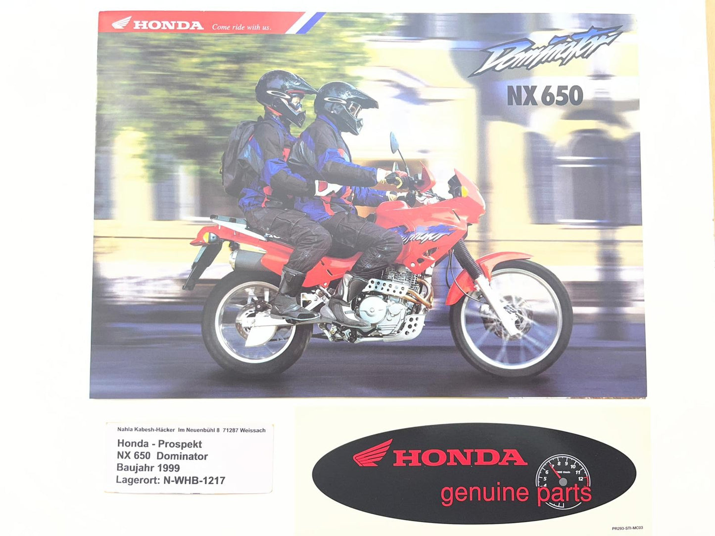 Prospekt Honda NX650 NX 650 Dominator Bj. 1999 + Aufkleber