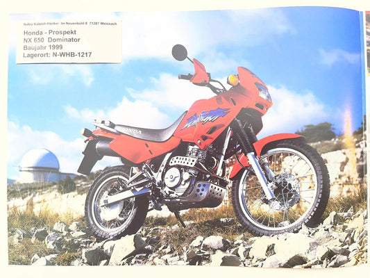 Prospekt Honda NX650 NX 650 Dominator Bj. 1999 + Aufkleber