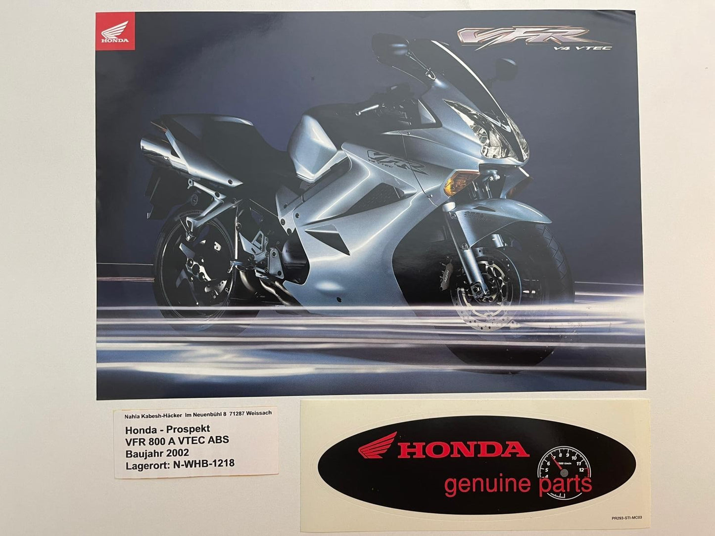 Prospekt Honda VFR800 VFR800A VTEC Bj. 2002 + Aufkleber