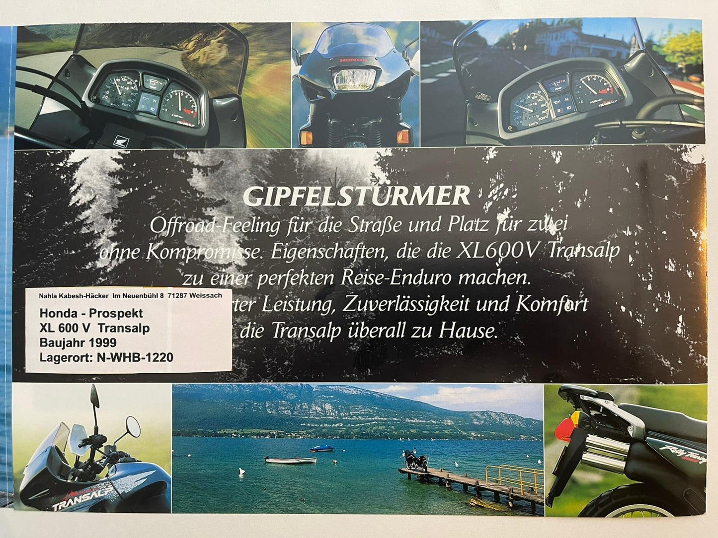 Prospekt Honda XL600V Transalp Bj. 1999 + Aufkleber
