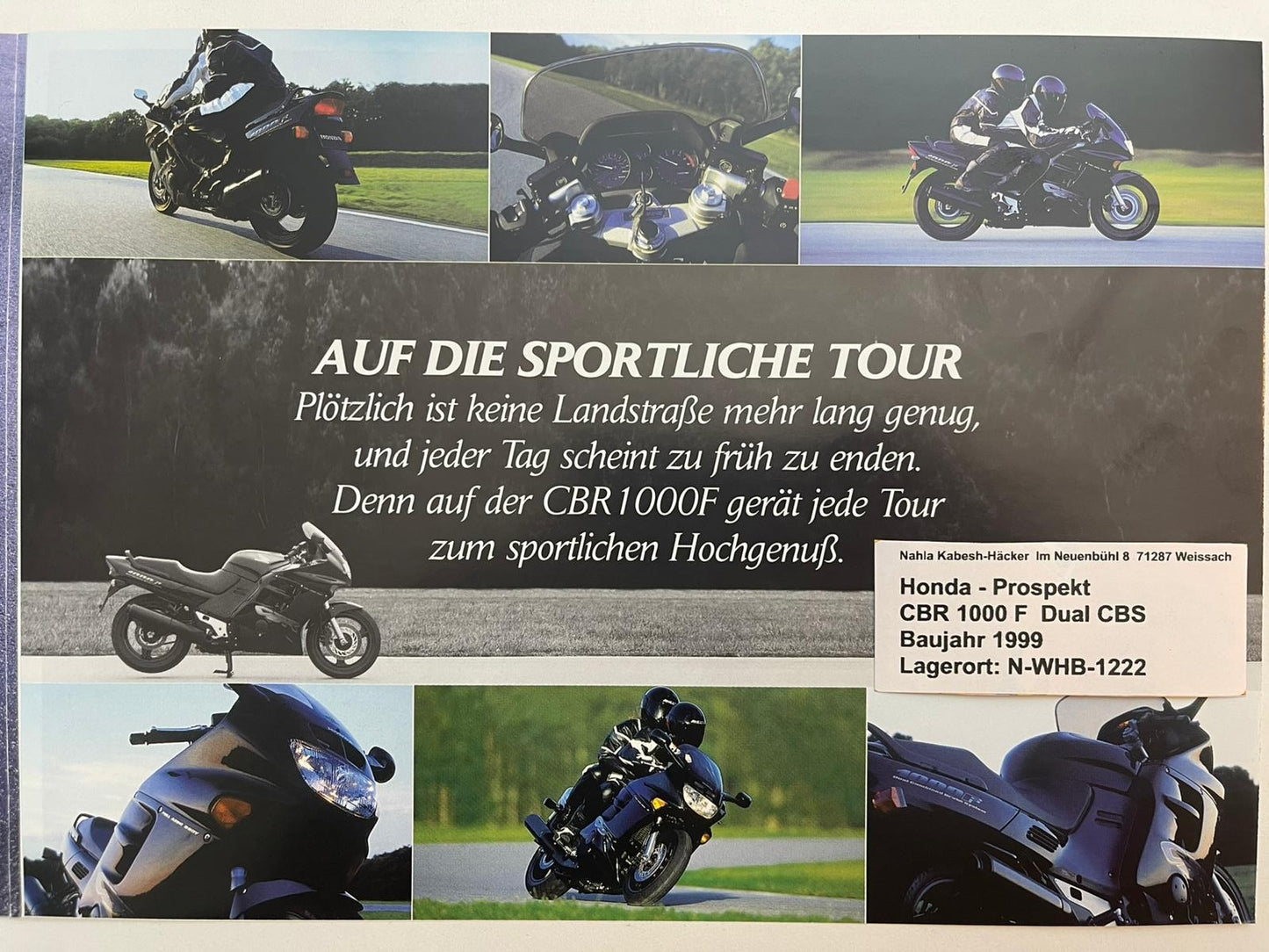 Prospekt Honda CBR1000F Dual CBS Bj. 1999 + Aufkleber