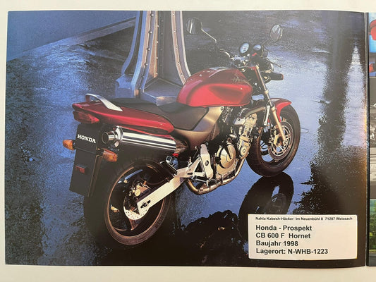 Prospekt Honda CB600F Hornet Bj. 1998 + Aufkleber
