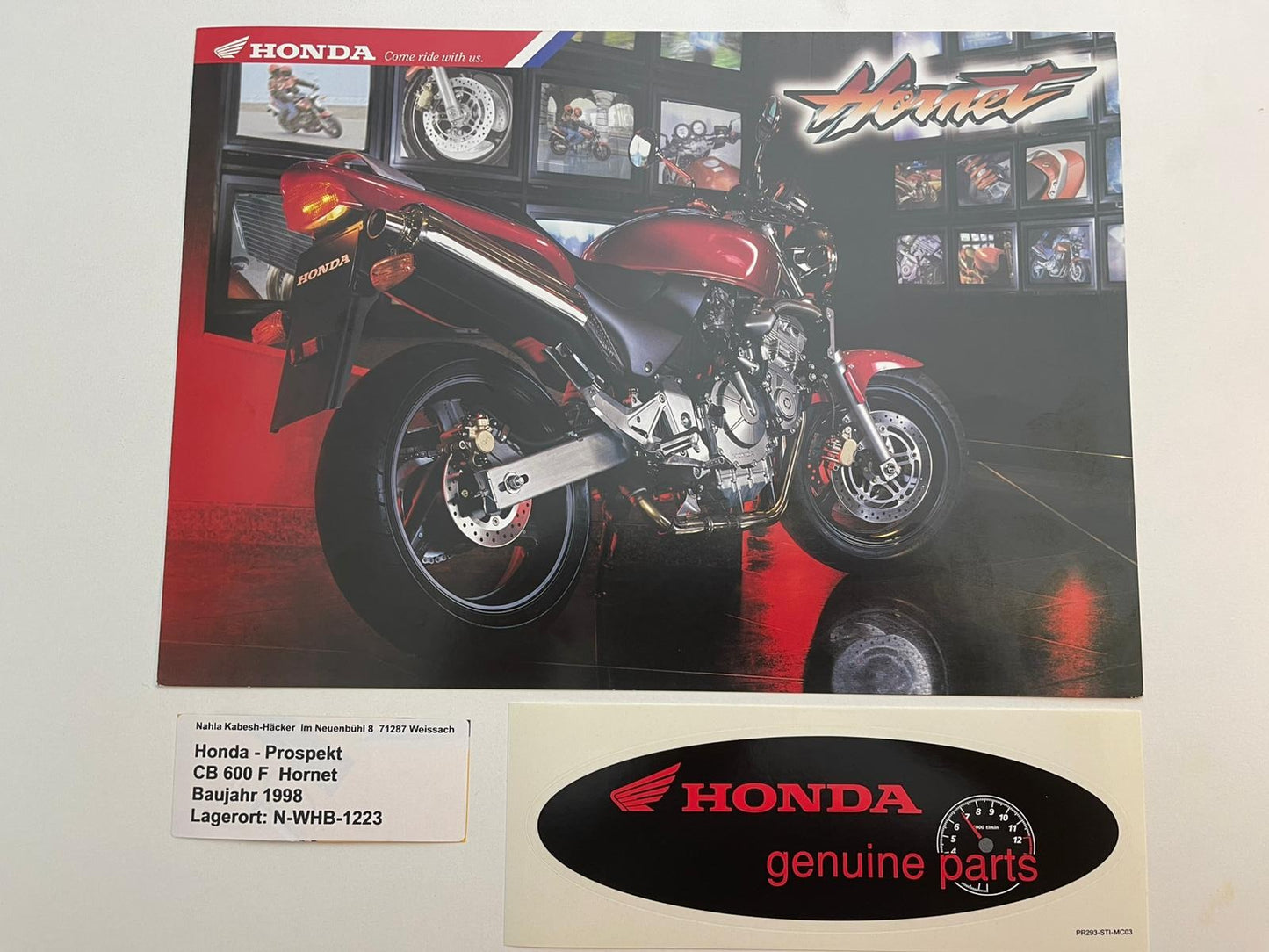 Prospekt Honda CB600F Hornet Bj. 1998 + Aufkleber