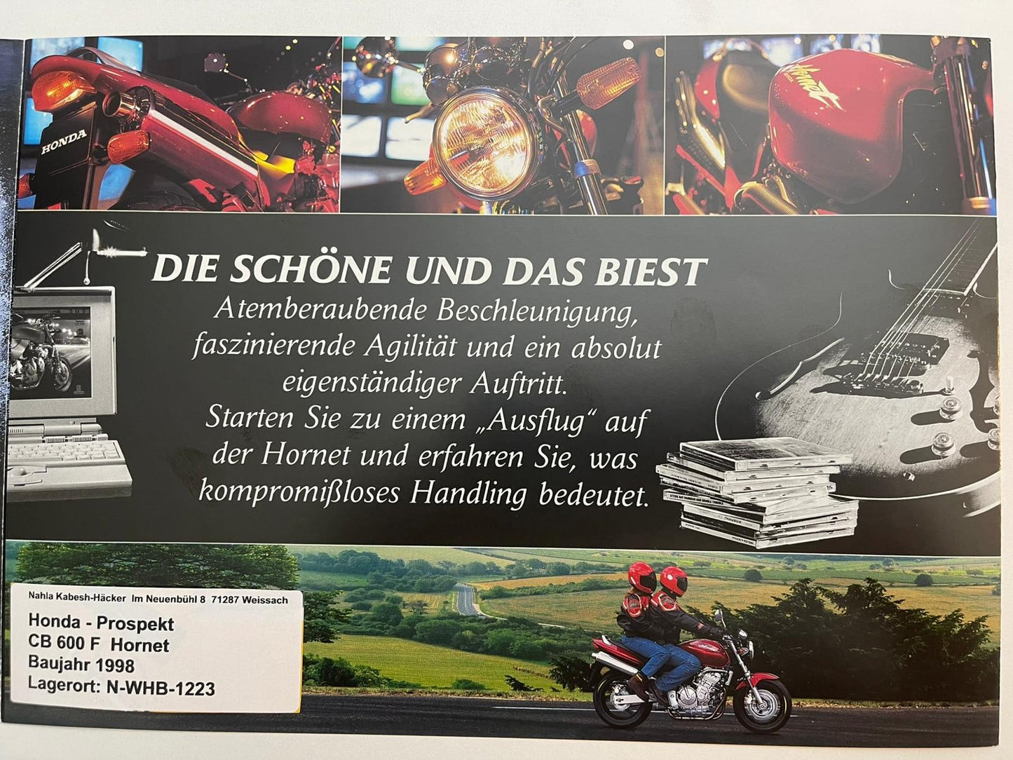 Prospekt Honda CB600F Hornet Bj. 1998 + Aufkleber