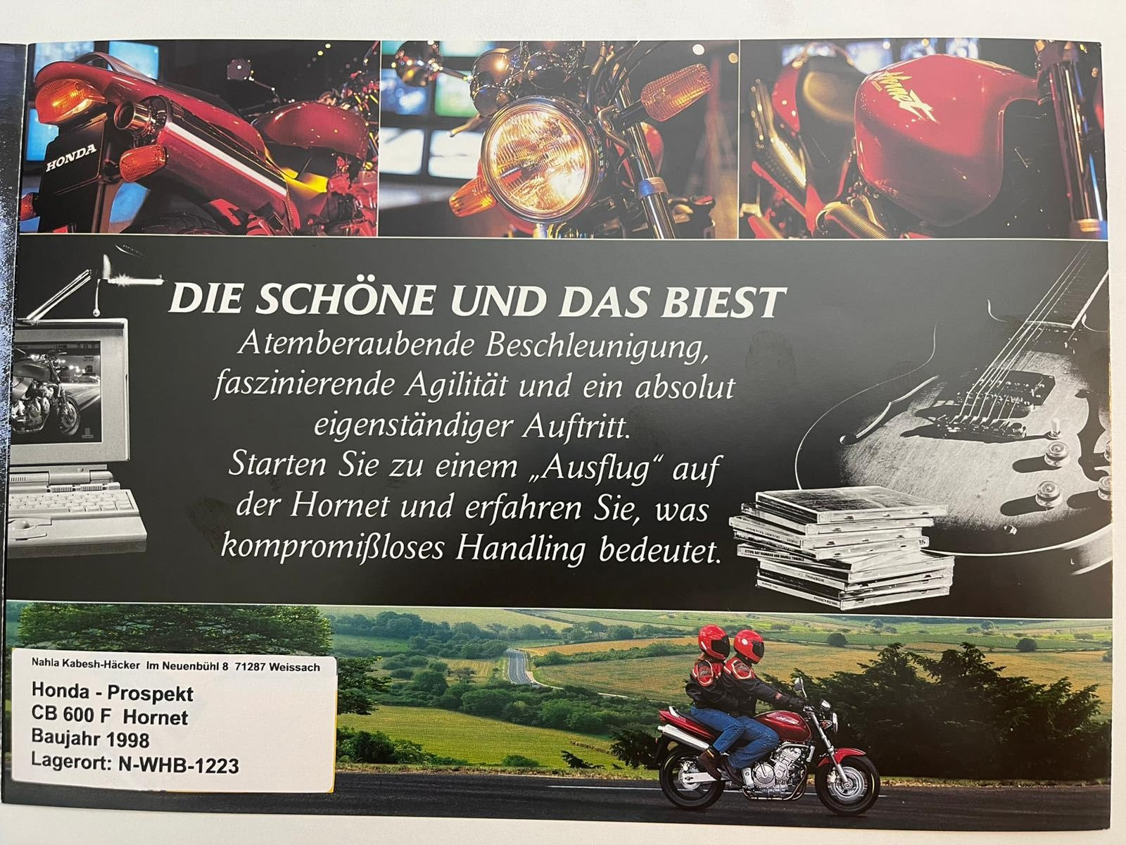Prospekt Honda CB600F Hornet Bj. 1998 + Aufkleber