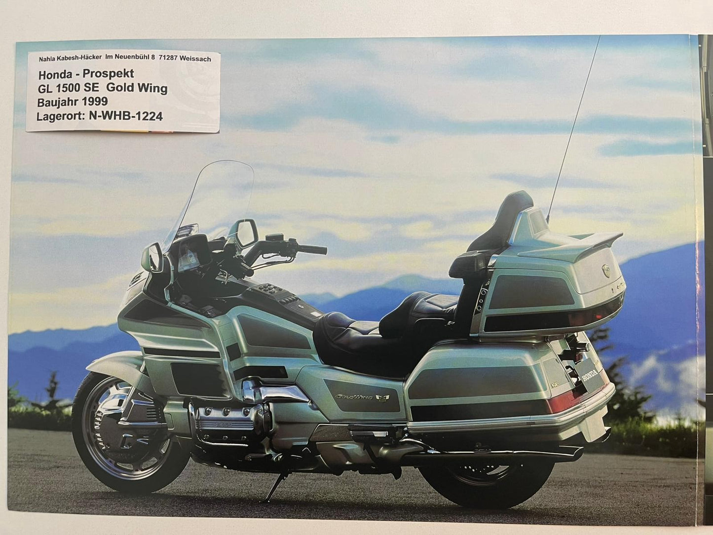 Prospekt Honda GL1500SE Gold Wing Bj. 1999 + Aufkleber