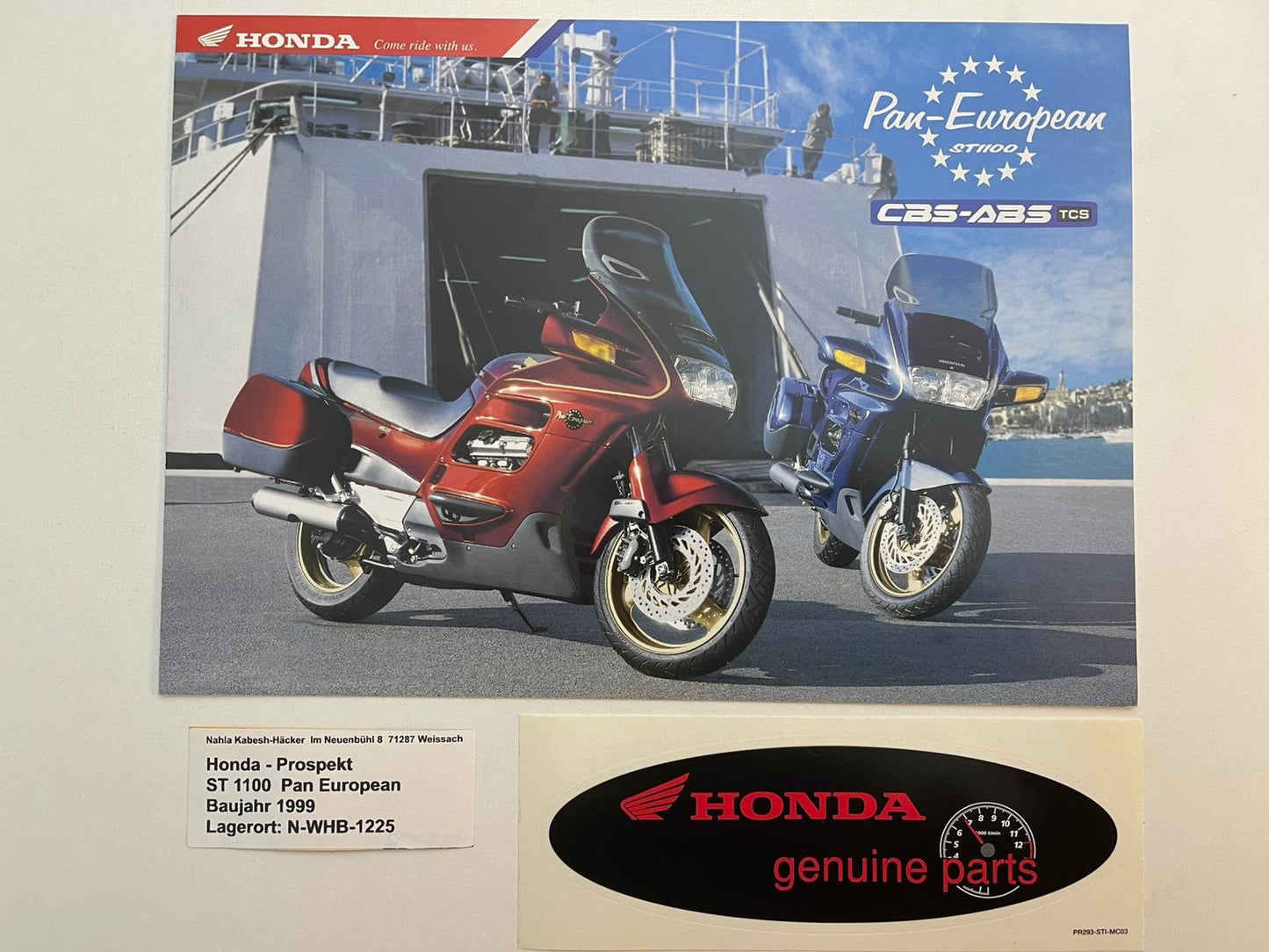 Prospekt Honda ST1100 ST 1100 A Pan European Bj. 1999 + Aufkleber