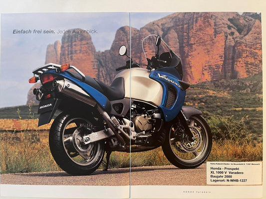 Prospekt Honda XL1000V Varadero Bj. 2000 + Aufkleber