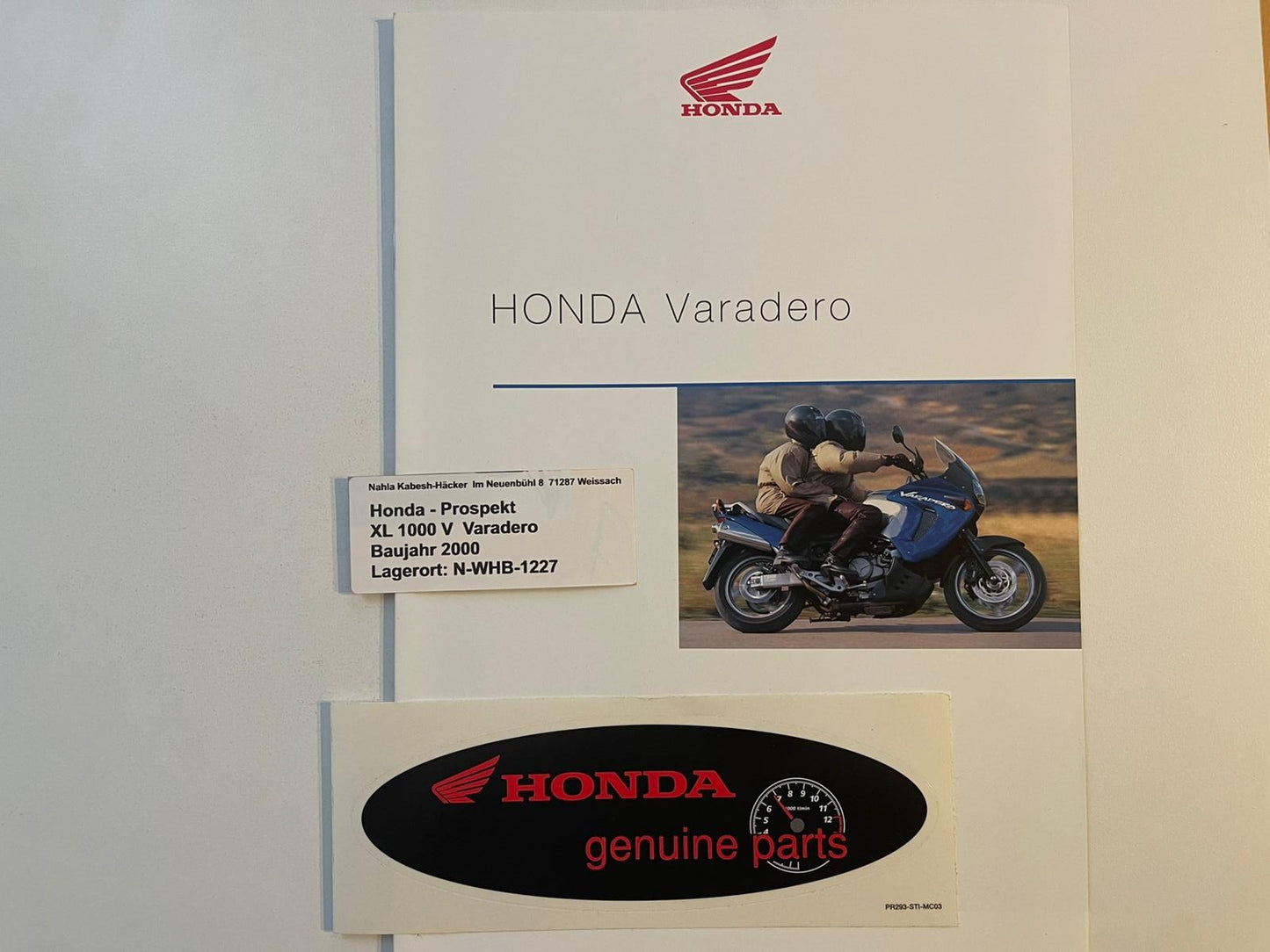 Prospekt Honda XL1000V Varadero Bj. 2000 + Aufkleber