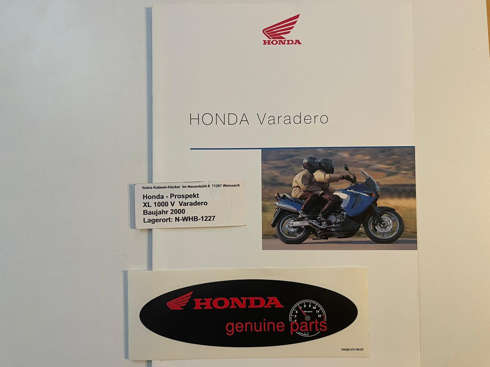 Prospekt Honda XL1000V Varadero Bj. 2000 + Aufkleber