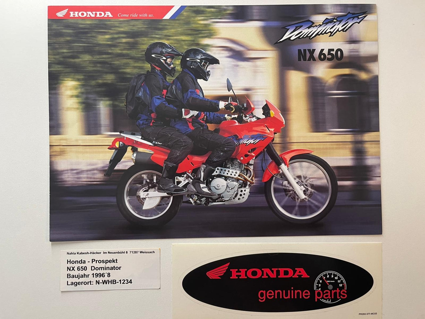 Prospekt Honda NX650 NX 650 Dominator Baujahr 1998 + Aufkleber