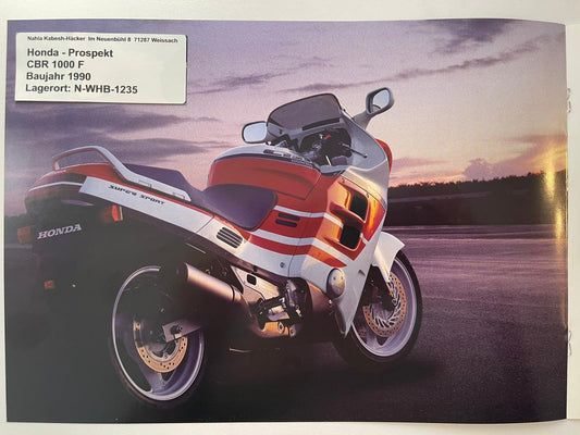 Prospekt Honda CBR1000F CBR 1000 F Baujahr 1990 + Aufkleber