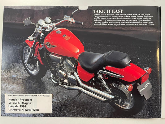 Prospekt Honda VF750C VF 750 S Magna Baujahr 1994 + Aufkleber