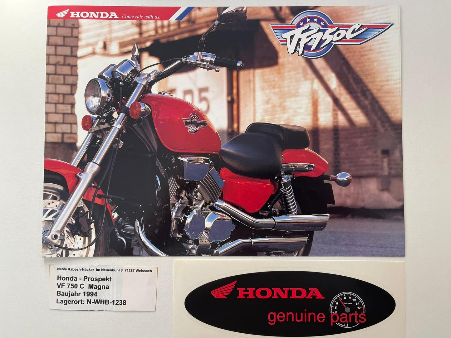 Prospekt Honda VF750C VF 750 S Magna Baujahr 1994 + Aufkleber