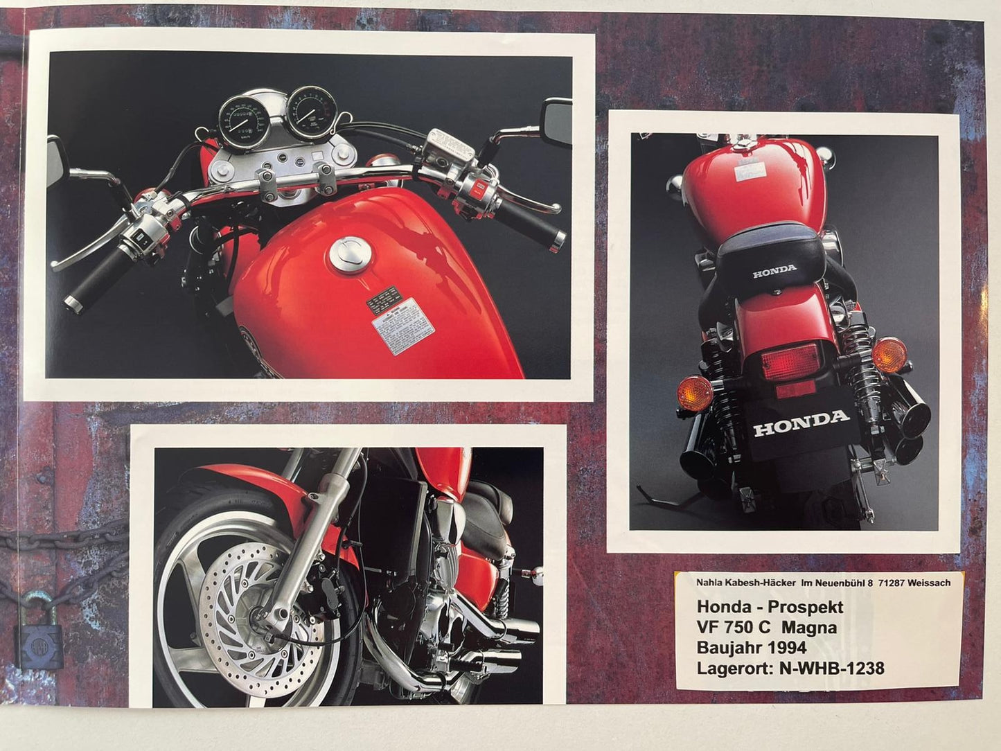 Prospekt Honda VF750C VF 750 S Magna Baujahr 1994 + Aufkleber
