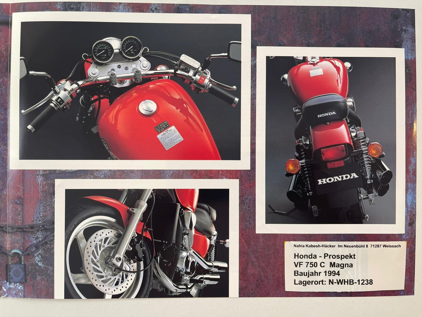 Prospekt Honda VF750C VF 750 S Magna Baujahr 1994 + Aufkleber