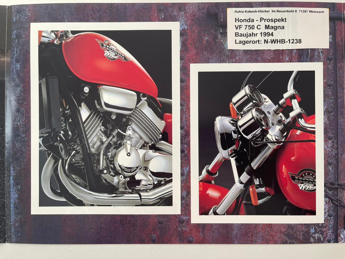 Prospekt Honda VF750C VF 750 S Magna Baujahr 1994 + Aufkleber