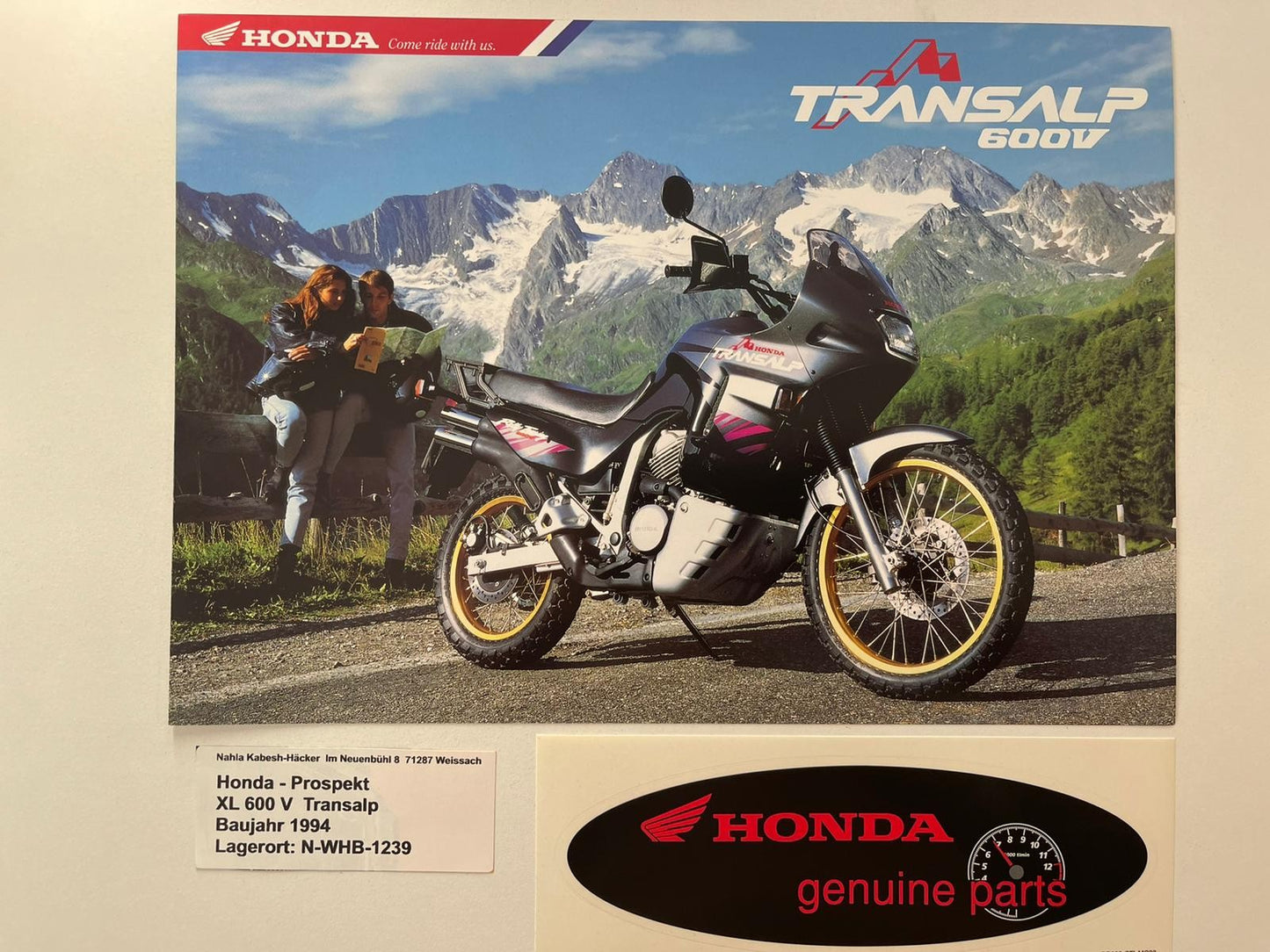 Prospekt Honda XL600V XL 600 V Transalp Baujahr 1994 + Aufkleber