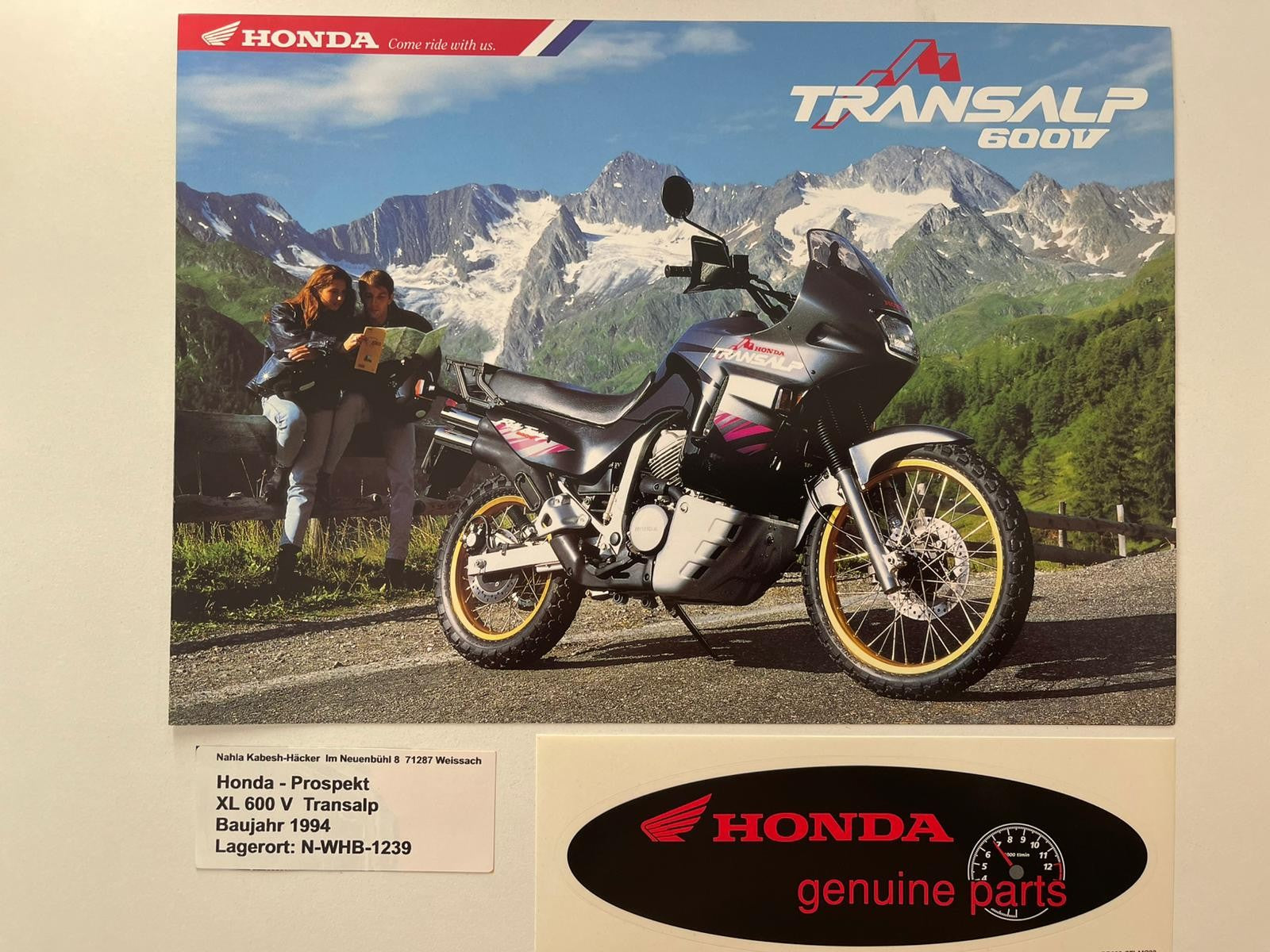 Prospekt Honda XL600V XL 600 V Transalp Baujahr 1994 + Aufkleber