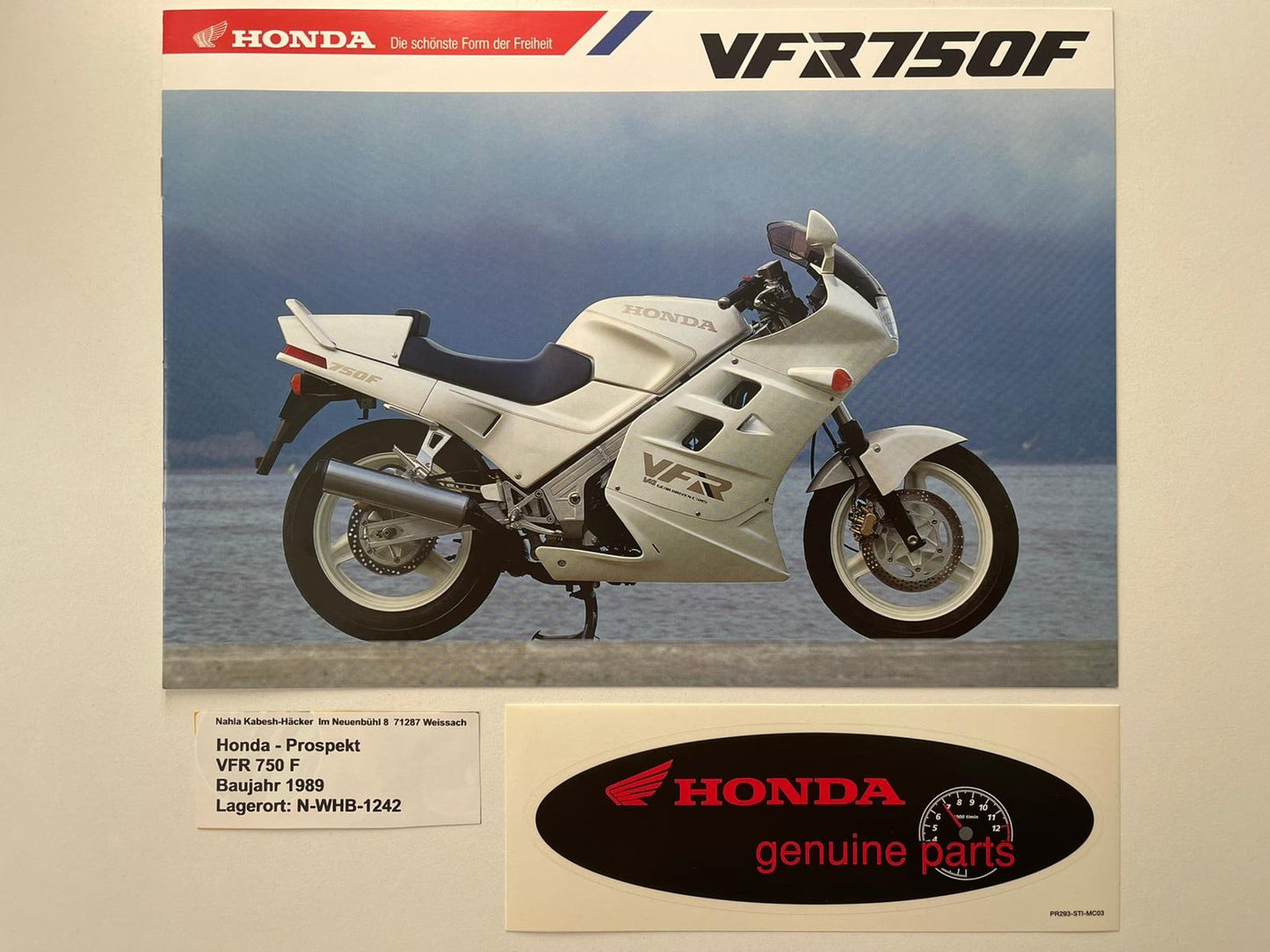 Prospekt Honda VFR750F VFR 750 F Bj. 1989 + Aufkleber