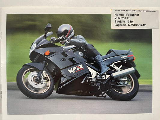 Prospekt Honda VFR750F VFR 750 F Bj. 1989 + Aufkleber