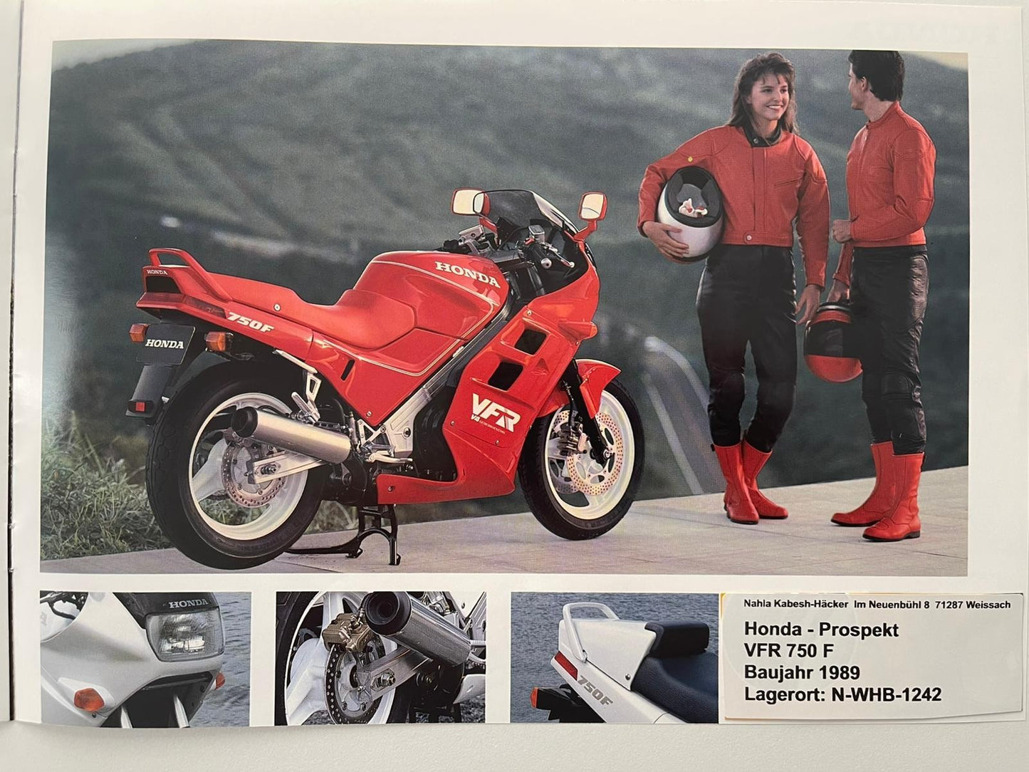 Prospekt Honda VFR750F VFR 750 F Bj. 1989 + Aufkleber