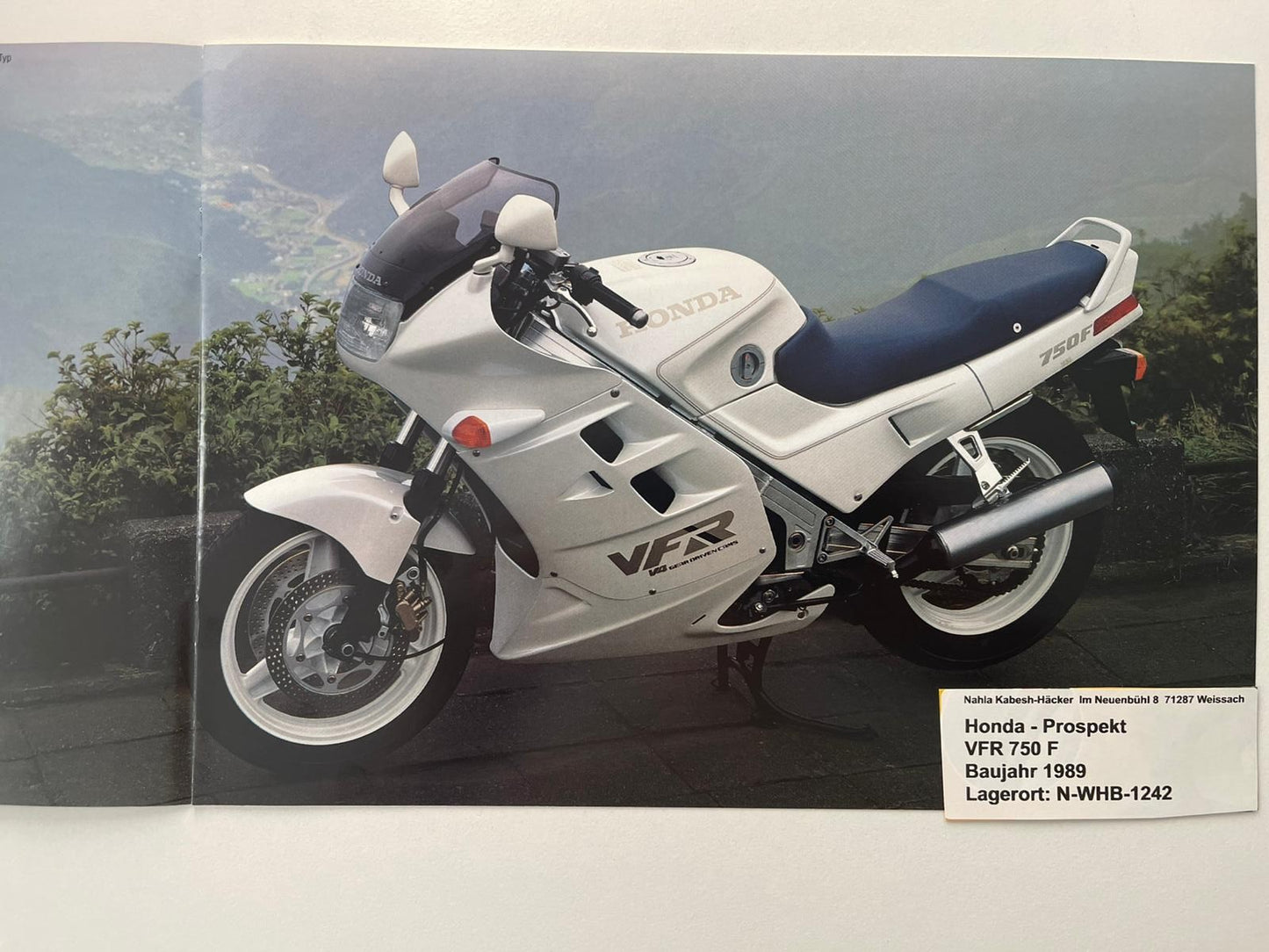 Prospekt Honda VFR750F VFR 750 F Bj. 1989 + Aufkleber