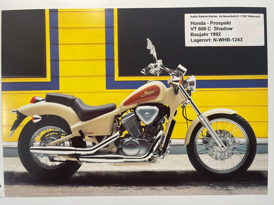 Prospekt Honda VT600C VT 600 C Shadow Baujahr 1992 + Aufkleber