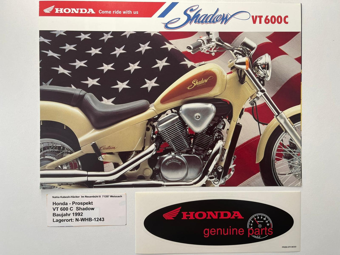 Prospekt Honda VT600C VT 600 C Shadow Baujahr 1992 + Aufkleber