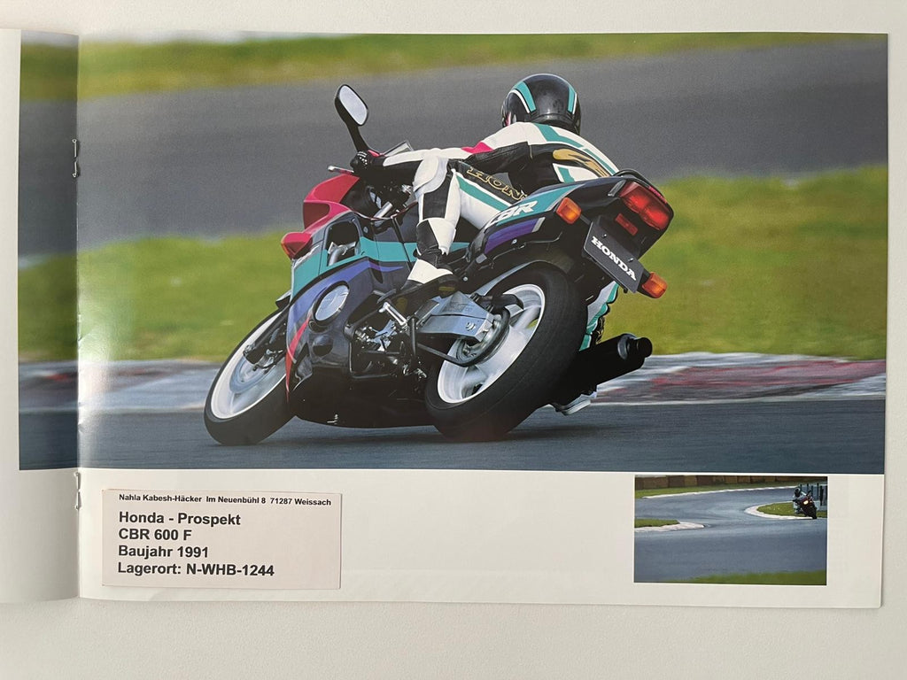 Prospekt Honda CBR600F CBR 600 F Baujahr 1991 + Aufkleber