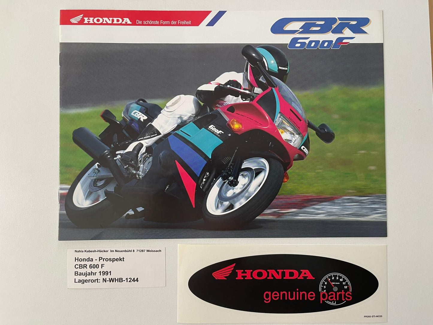 Prospekt Honda CBR600F CBR 600 F Baujahr 1991 + Aufkleber