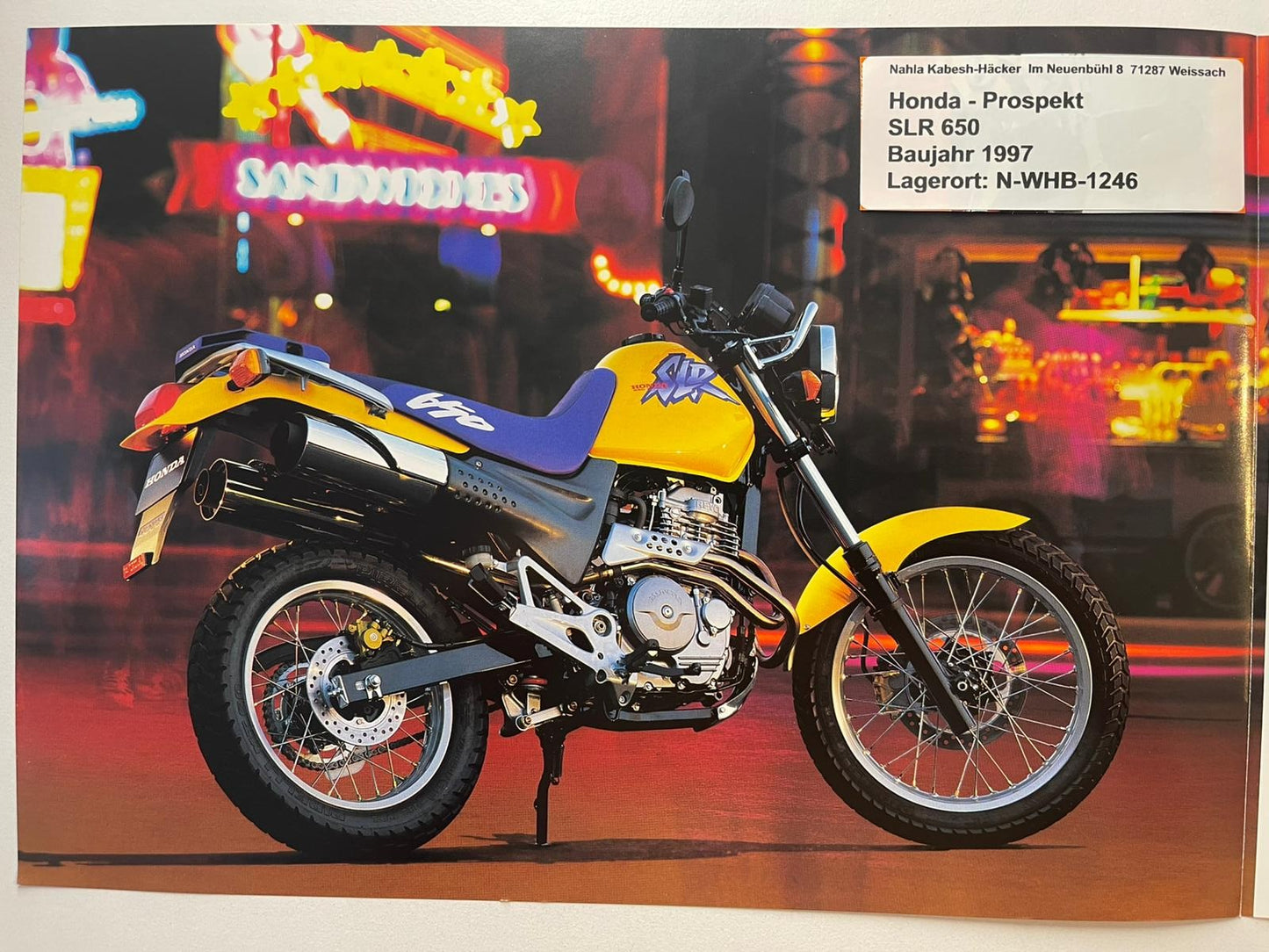 Prospekt Honda SLR650 SLR 650 Baujahr 1997 + Aufkleber