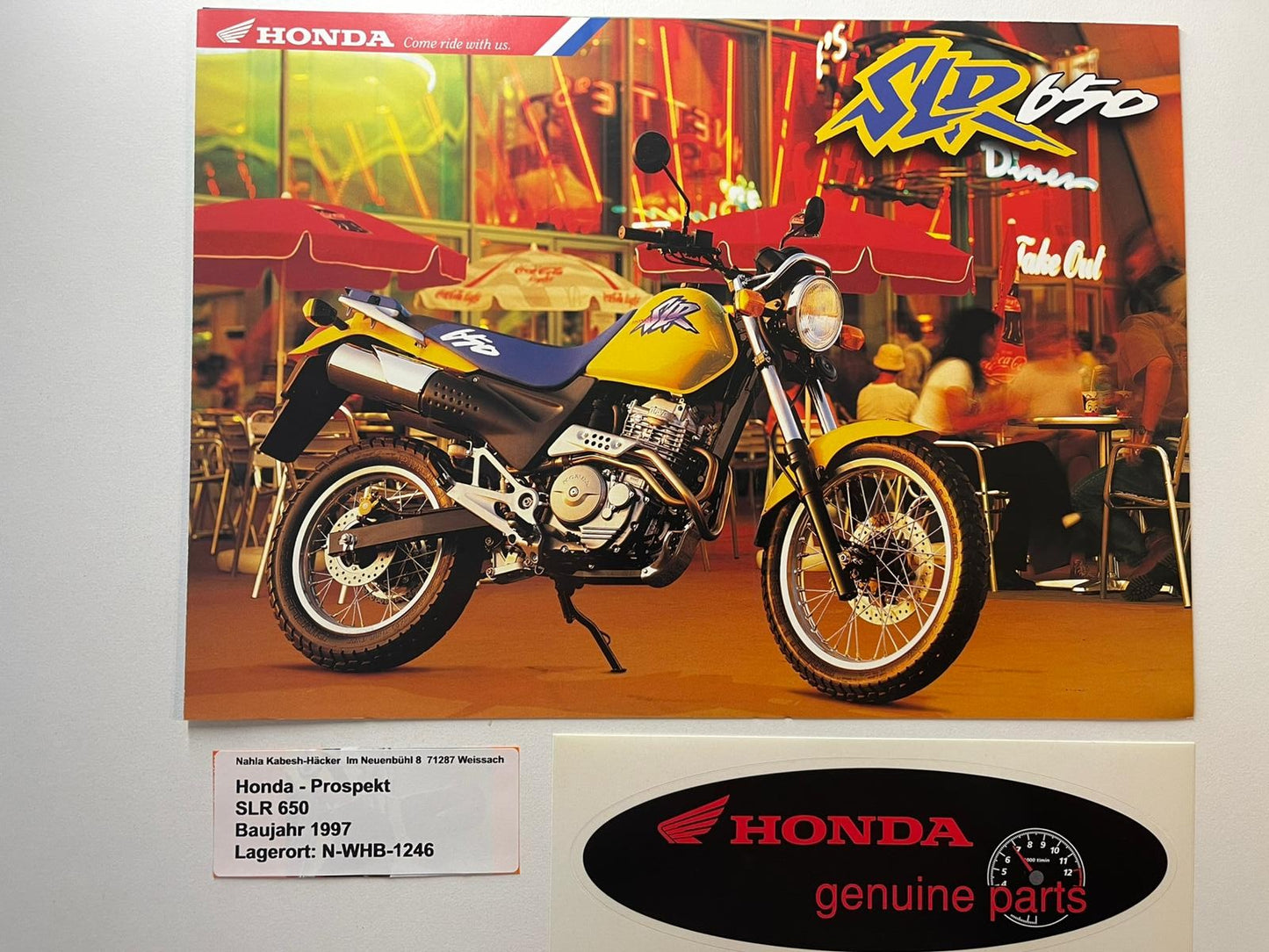 Prospekt Honda SLR650 SLR 650 Baujahr 1997 + Aufkleber