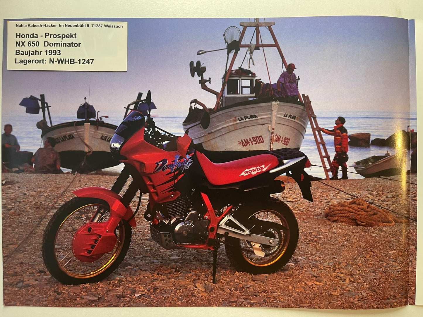 Prospekt Honda NX650 NX 650 Dominator Baujahr 1993 + Aufkleber
