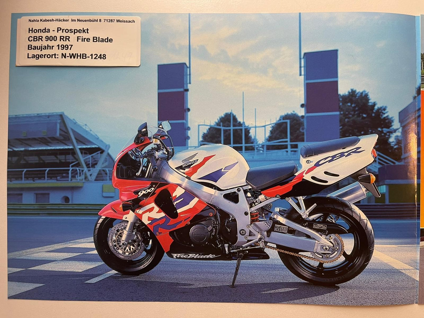 Prospekt Honda CBR900RR CBR 900 RR Fire Blade Baujahr 1997 + Aufkleber