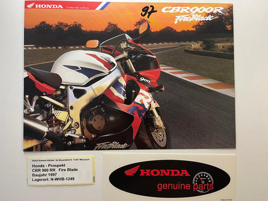 Prospekt Honda CBR900RR CBR 900 RR Fire Blade Baujahr 1997 + Aufkleber