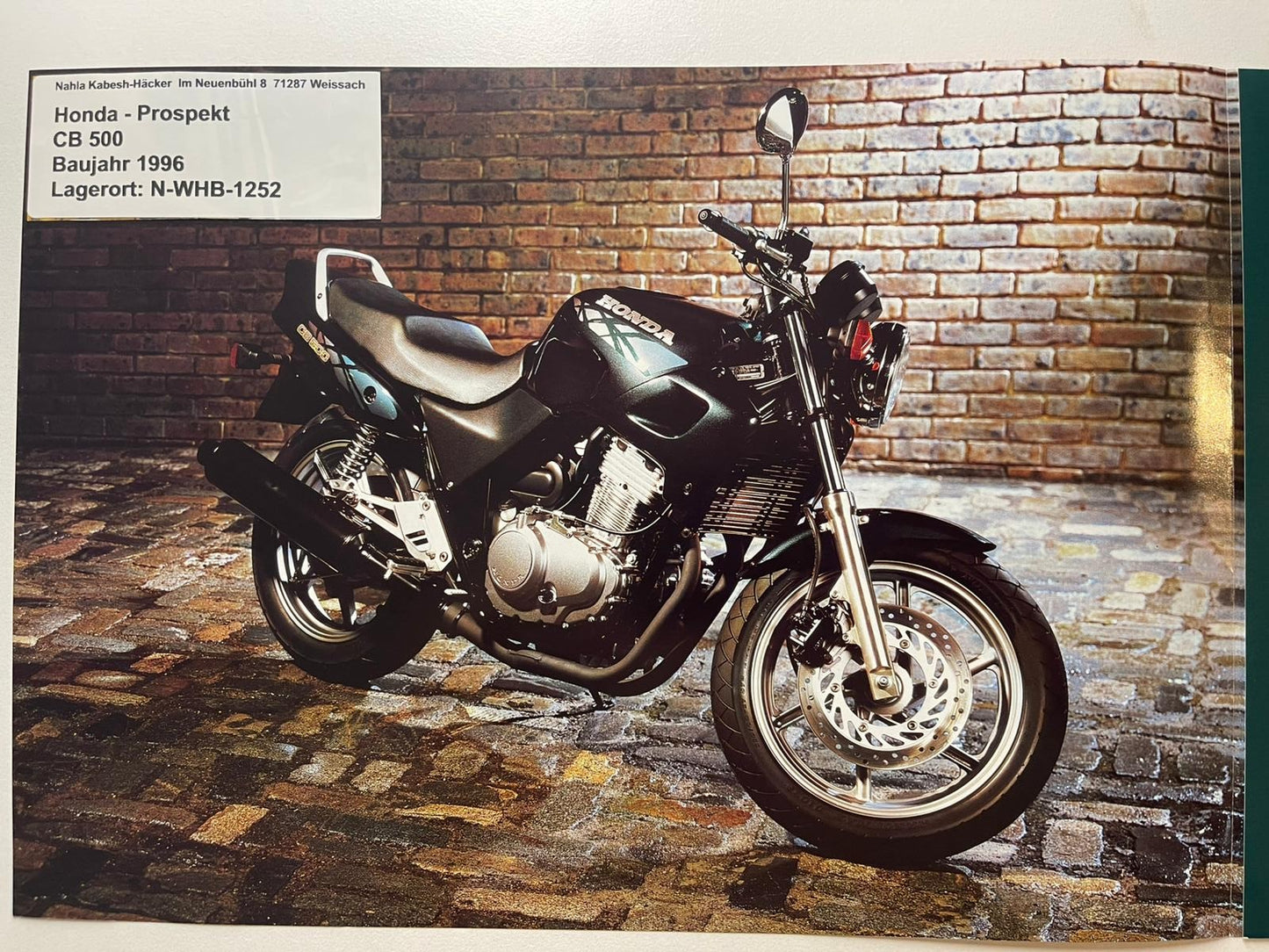 Prospekt Honda CB500 CB 500 Baujahr 1996 + Aufkleber