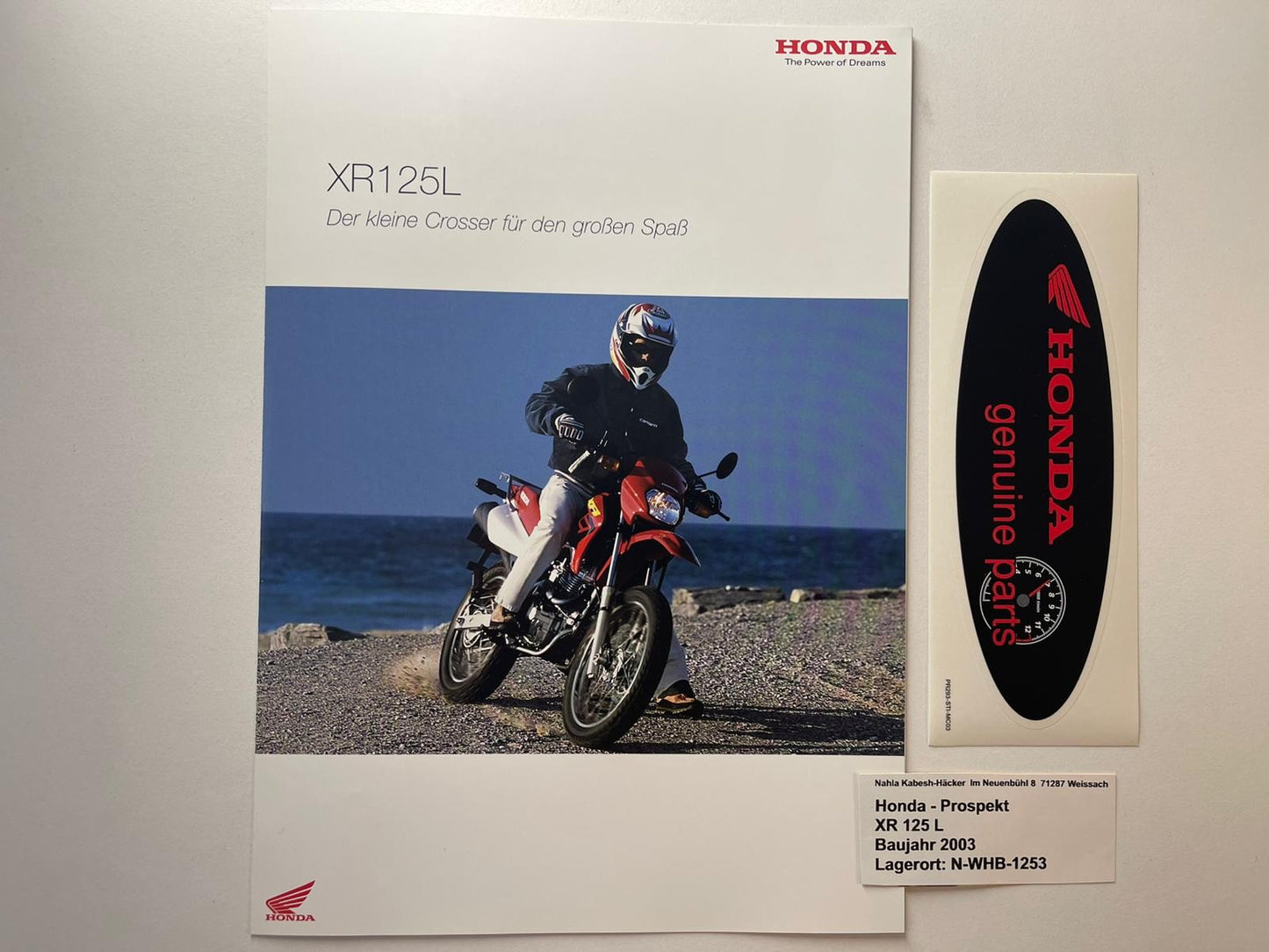 Prospekt Honda XR125L XR 125 L Baujahr 2003 + Aufkleber
