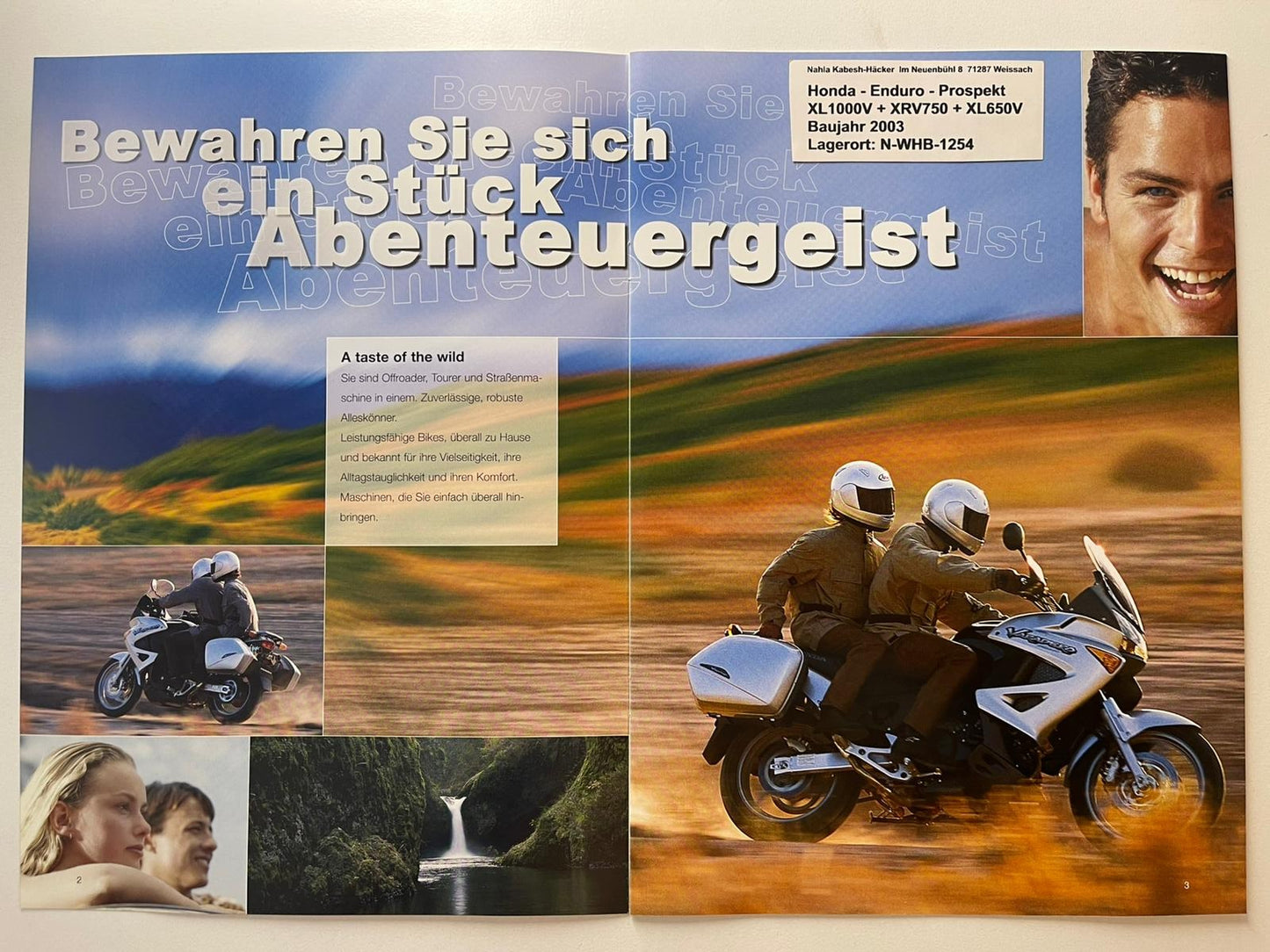 Sammel Prospekt Honda XRV750 Africa Twin Bj. 2003 + Aufkleber