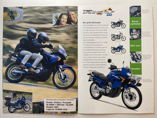 Sammel Prospekt Honda XL650V Transalp Bj. 2003 + Aufkleber