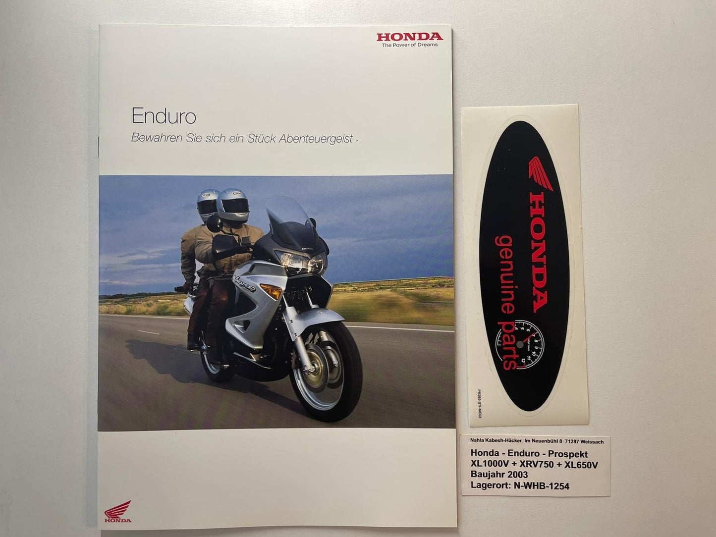 Sammel Prospekt Honda XRV750 Africa Twin Bj. 2003 + Aufkleber