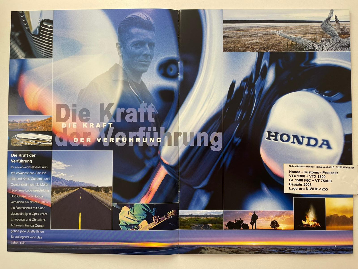 Prospekt Honda GL1500C Valkyrie F6C Gl 1500 C Baujahr 2003 + Aufkleber