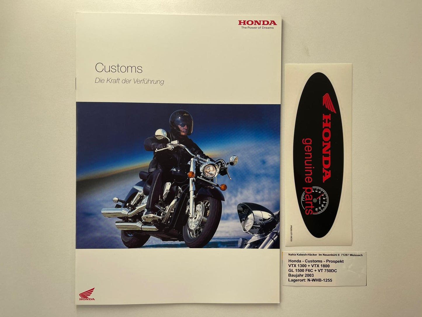 Prospekt Honda GL1500C Valkyrie F6C Gl 1500 C Baujahr 2003 + Aufkleber