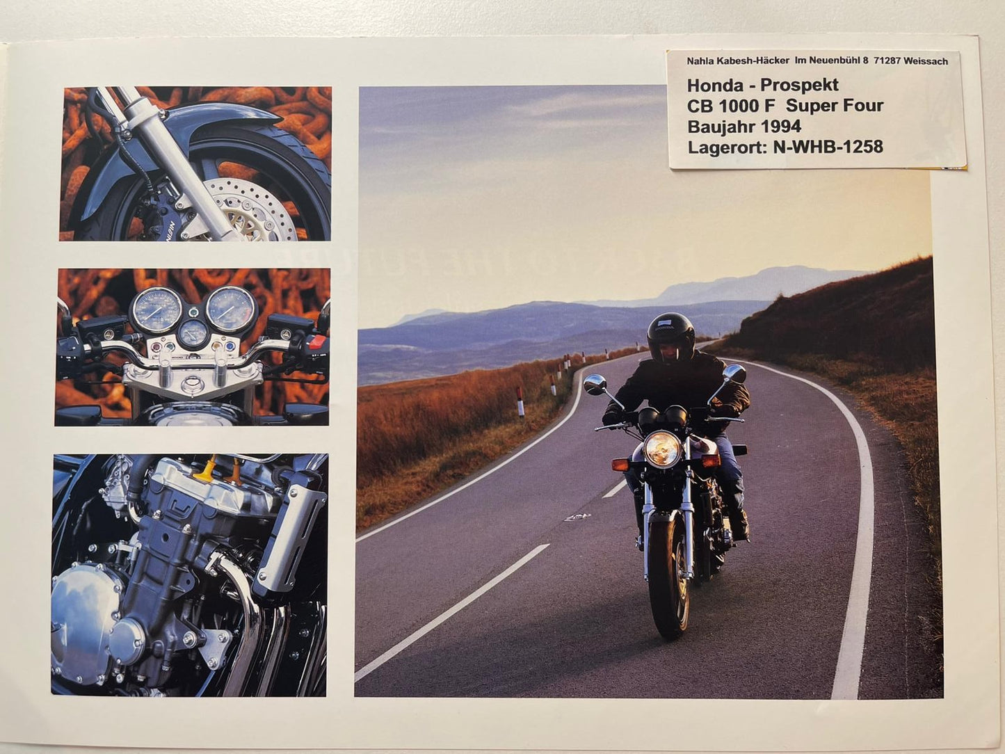 Prospekt Honda CB1000F CB 1000 F Super Four Baujahr 1994 + Aufkleber