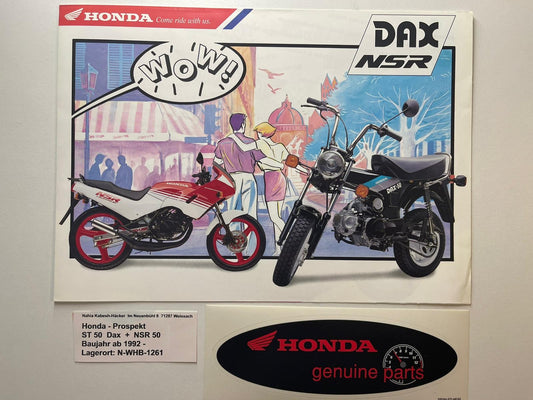 Prospekt Honda NSR50 NSR 50 ST50 ST 50 Dax Baujahr 1992 + Aufkleber
